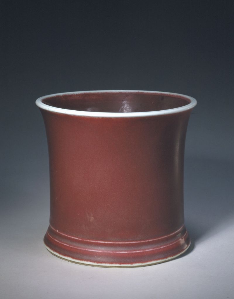 图片[1]-Laetite red glaze pen holder-China Archive